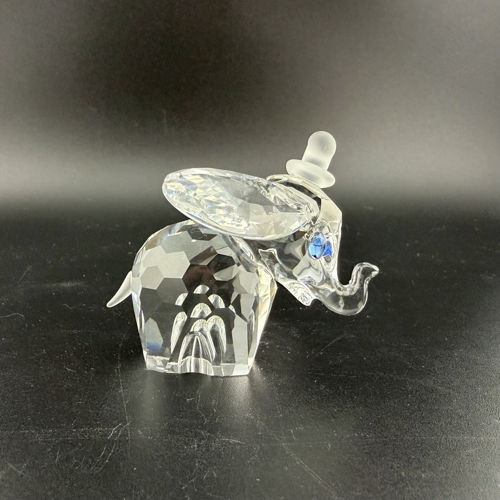 Swarovski Disney Dumbo Crystal Figurine 1993 Retired Blue Eyes Frosted Hat EUC